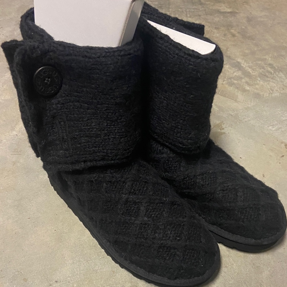 Ugg Cozy Black Knit Women's Boots